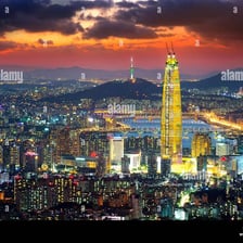 A city skyline in Seoul, South Korea.