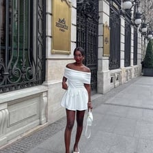 A short mini skirt shown in a fashion setting