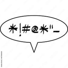 A speech bubble representing censored swear words.