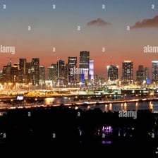 The Miami skyline, representing the city associated with the Heat and Hurricanes.