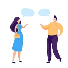 Two people expressing agreement during a conversation