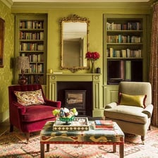 A small recessed alcove furnished as a cozy nook