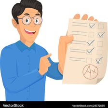 A student celebrating a high test score