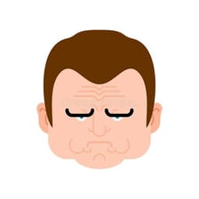 A person with a gloomy, withdrawn expression.