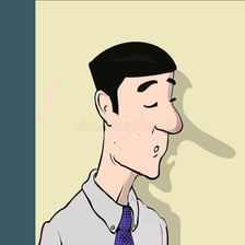 Illustration of a person telling an untruth