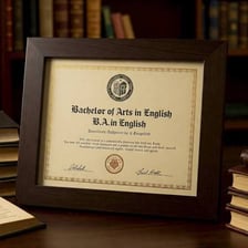 A diploma representing a Bachelor of Arts degree.