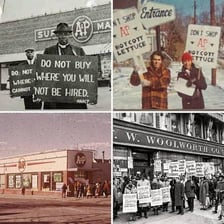 People protesting and refusing to shop at a business