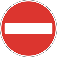 A red road sign stating that entrance is prohibited.