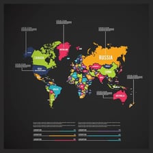 A world map representing geopolitics