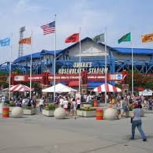 A baseball game at the College World Series in Omaha.