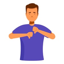 Person gesturing as if telling someone not to behave that way.