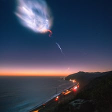 A rocket lifting off during a launch.