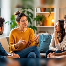 People talking together about shared experiences