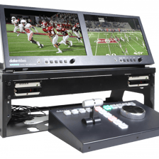A television broadcast being replayed on a monitor