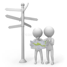A person consulting directions on a map.