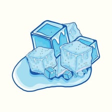 An illustration showing liquid water freezing into solid ice.