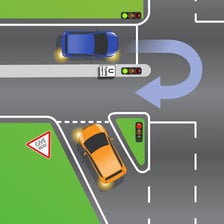 A car’s path curving around in a U-turn