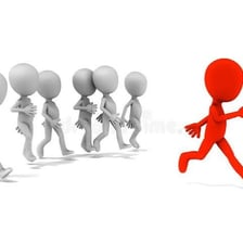 A leading runner in front of the other competitors