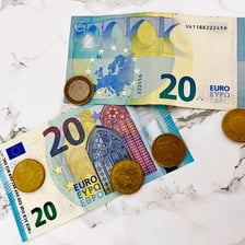 Euro banknotes and coins used as currency in France