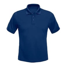 A short-sleeved polo shirt with a collar and button placket.