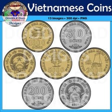 Vietnamese đồng banknotes and coins displayed together.
