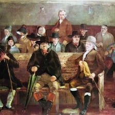 A group of people gathered for a religious or ideological meeting