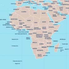 A political map showing the countries of Africa.