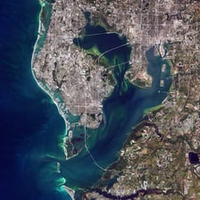 An aerial view of Tampa Bay and the city of Tampa
