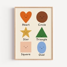 A simple illustration showing star, square, and heart shapes