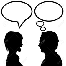A simple illustration of a person asking someone to listen
