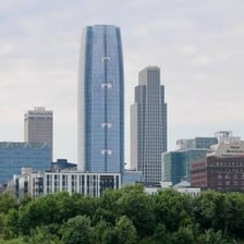 The downtown skyline of Omaha, Nebraska.