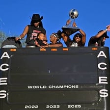 Las Vegas Aces players celebrating a WNBA championship.