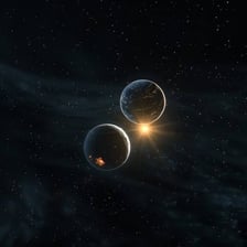 A spherical planet-like celestial body against a starry background.