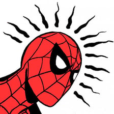Spider-Man in a comic-book scene reacting to danger.