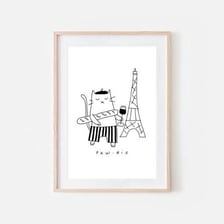 A cat shown in a Parisian setting