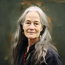 Poet Sharon Olds with one of her poetry books.