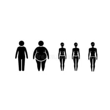 A simple comparison showing a thin human silhouette.