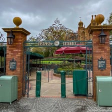 An amusement-park attraction entrance associated with Disney FastPass access