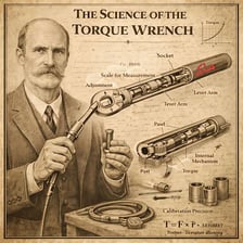 A wrench applying a twisting force around a bolt.