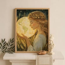 A classical depiction of Demeter, Greek goddess of the harvest