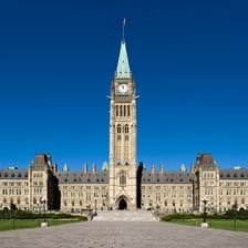 Ottawa’s Parliament buildings beside the Ottawa River.