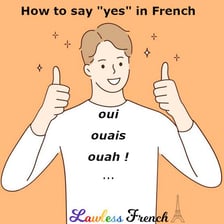 An educational depiction of the French word “oui” meaning yes.