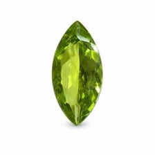 A faceted green peridot gemstone