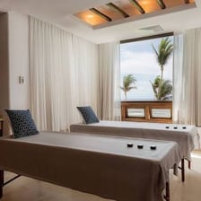 A peaceful spa treatment room at a health retreat