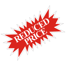 A retail sale showing a sharply reduced price.