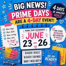 Online shopping promotional imagery for Amazon Prime Day