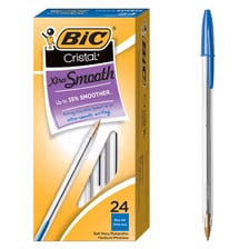 A clear-barrel BIC Cristal ballpoint pen.