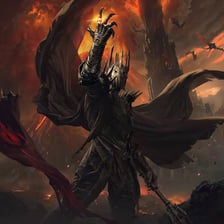 A depiction of Sauron from The Lord of the Rings.
