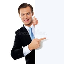 A person pointing toward a man they have identified