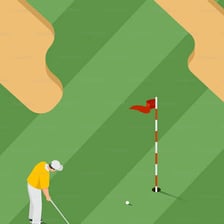 Golfer making a putt near the hole on a golf green